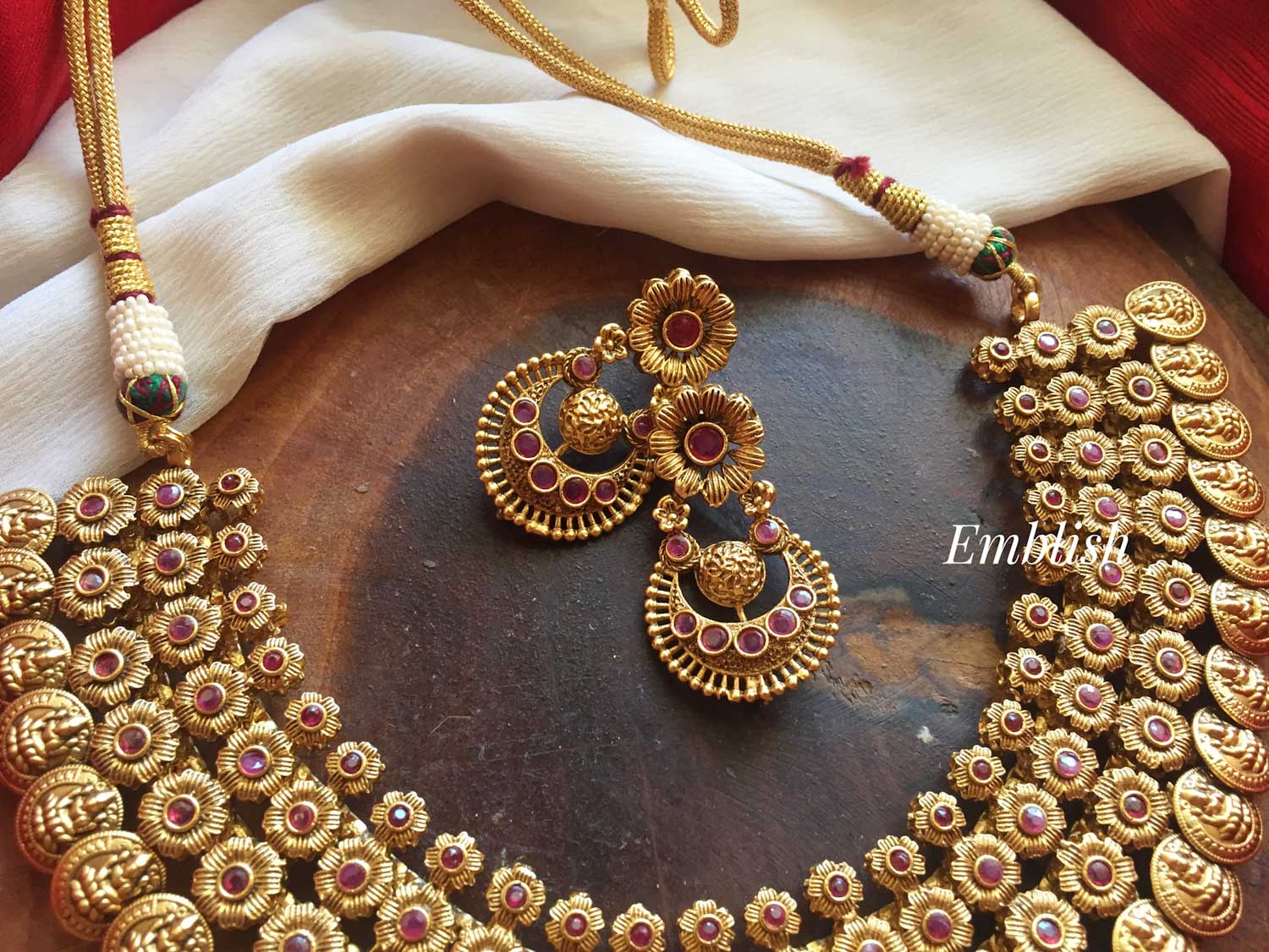 Lakshmi coin flower layer neckpiece 